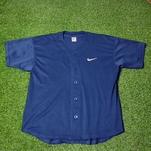 VINTAGE NIKE JERSEY BASEBALL JERSEY BIG CHECK DOUBLED GRAPHIC SIDED BUTTON UP L